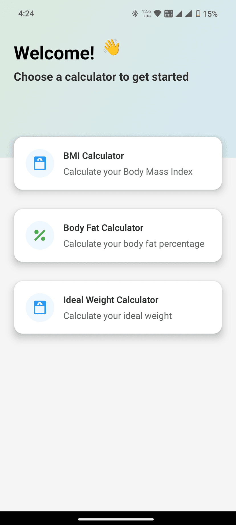 BMI Results Screen