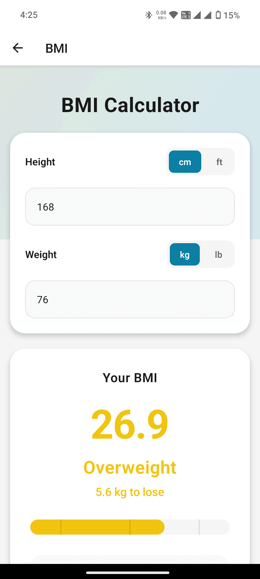 BMI History Screen